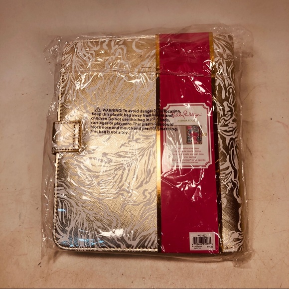 Lilly Pulitzer Agenda Cover NWT Palms Gold - Picture 8 of 11